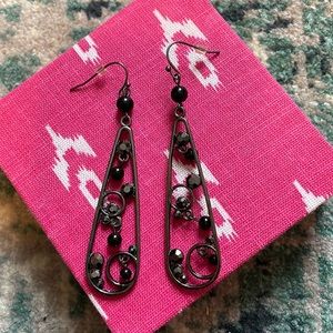 Black sparkle chandelier earrings